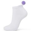 Swing Out Sister White-Lavender Near No Show Pom Pom Sock $12