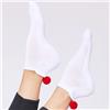 Swing Out Sister White-Red Near No Show Pom Pom Sock $12