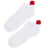 Swing Out Sister White-Red Near No Show Pom Pom Sock $12