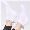 Swing Out Sister White-Silver Near No Show Pom Pom Sock $12