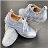 SAVE $120 on Grace Pastel Blue Embroidered with Silver Grey Leather Now: $178.99