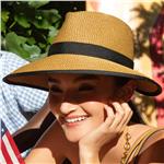 Eric Javits The Sun Crest Natural Golden Straw and Black Hybric Fedora Hat Visor