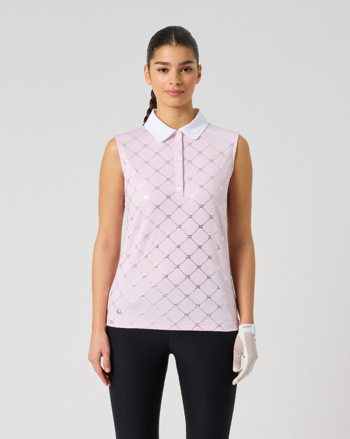 Daily Sports Foil Silver Logo Print Sleeveless Polo