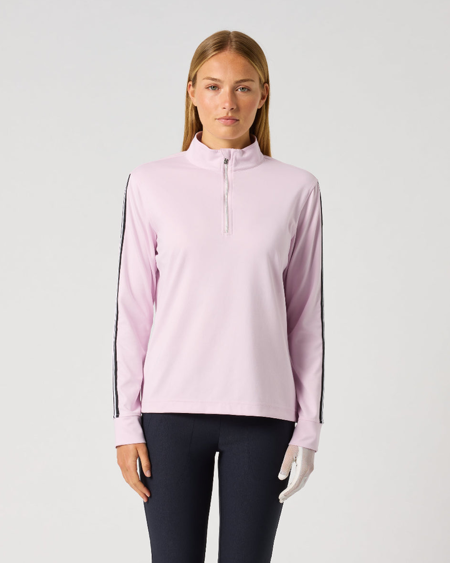Daily Sports Ribbon Stripe Pink Peached Long Sleeve Zip Shirt $139.99