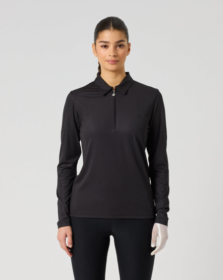 Daily Sports Black Ribbed Classic Collar Zip Long Sleeve $115.99