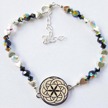 Swarovski Black-Aurora with Pewter Hearts Golf Ball Marker Ankle Bracelet $45