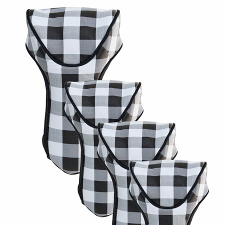 CUTLER "Verona" Black White Plaid Matching Set of 4 Club Head Covers $85.99