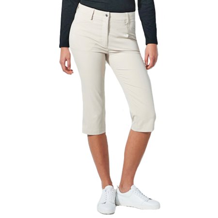 DAILY BASICS Cropped 29" Lyric V2 Raw Beige Wind & Water Resistant Stretch Capri $145
