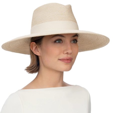 Eric Javits Daphne Original Cream Larger 4-1/2 Inch Brim Fedora UPF50+ Sun Hat: $375