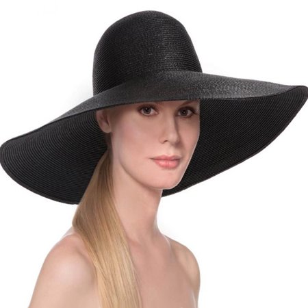 Eric Javits Extra Large Brim 6.5" Inch Brim Black Floppy Sun Hat: $385