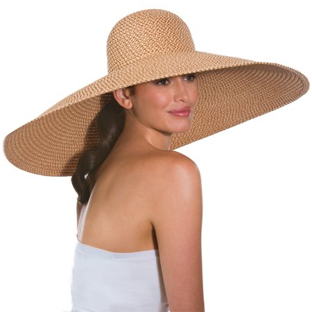 Eric Javits Giant Floppy UPF50+ 6.5" to 10" Inch Brim Sunhat In Peanut Color Tone