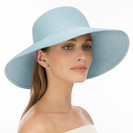 Eric Javits Hampton Limited Edition Aqua Blue 4-1/2" Inch Rollable UPF50+ Sun Protective Hat: $285