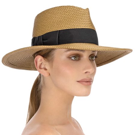 Eric Javits Instinct 3-1/2" Inch Natural-Black UPF50+ Fedora Sun Hat: $295