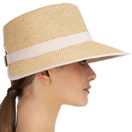 Eric Javits Suncrest 4" Inch Original Peanut-Tan Hybrid Model Fedora-Visor Hat: $295