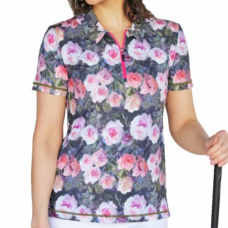 Famara Host of Roses Multi Floral Short Sleeve Technical Shirt $116