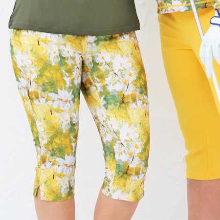 Famara Yellow Daisies 27" Comfort Stretch Pedal Pusher Pant $140
