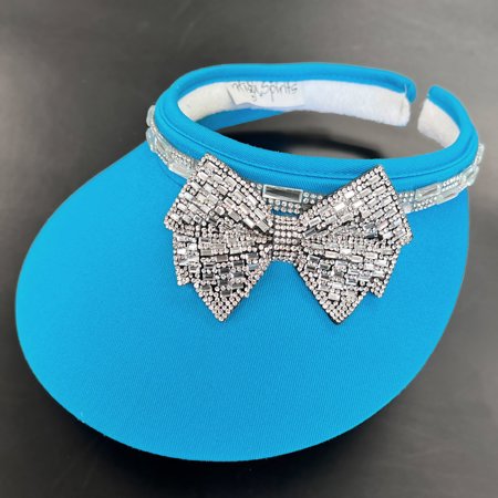 High Spirits Rectangle Bow & Brim Crystal 4" Inch Clip-On Visor - 7 Colors: $47.99