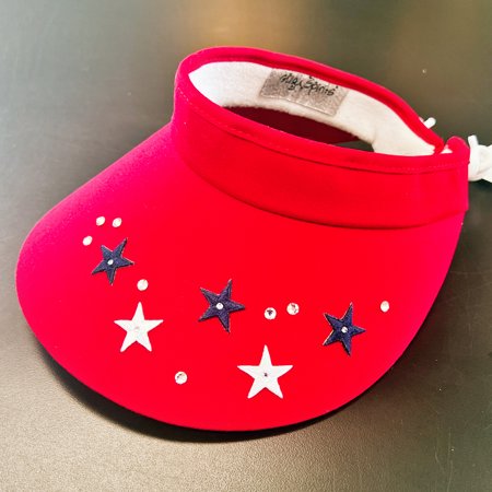 High Spirits 4" Red Lace-Back Twill Sun Visor with Red & Blue Stars $37.99