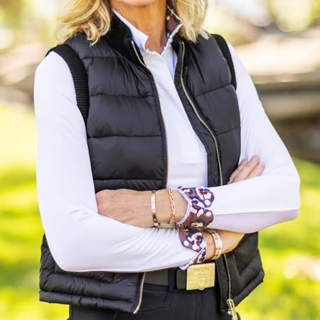 Kastel Denmark Black Quilted Ribbed Trim Vest Gold Hardware Vest $229