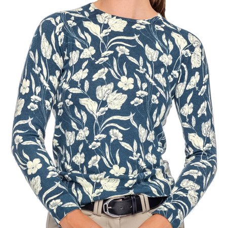 Kastel Denmark Sailor Blue French Tulip Extra Soft Long Sleeve Crew Sweater $149.99