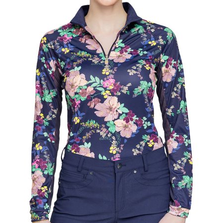 Kastel Denmark UPF30+ Navy Lush Garden Long Sleeve Mock $99