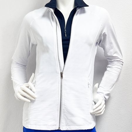 Kenny Dana UPF50+White Jacquard Mock Neck Long Sleeve Jacket $139.99