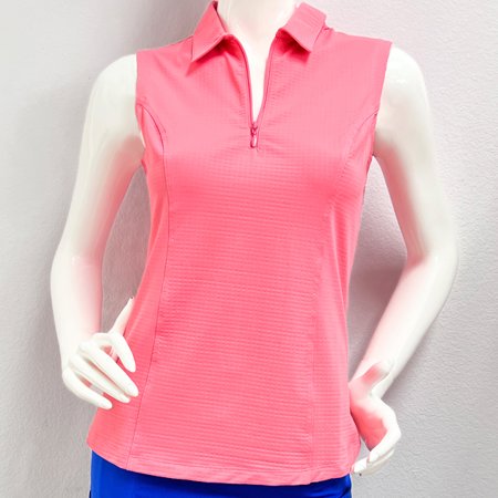 Kenny Dana Essential Tech Sleeveless Coral UPF50+ Zip Polo $83.99