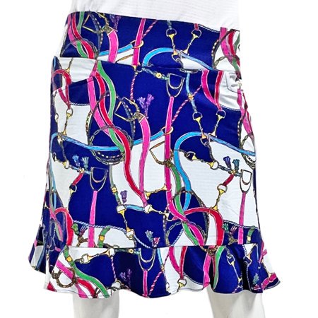 Kenny Dana Wellington Blue Equestrian Bit Flounce Botton Skort $125.99