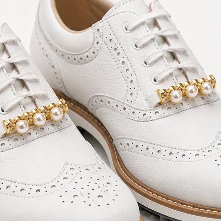 Gold Tone Pearls Faux Pearls-Crystal Lace-On Shoe Charm Pair $10.99