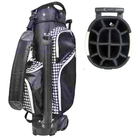 ROLLING: Wheeled Black-White Houndstooth 14-Way 6 Pocket Transport Golf Bag $195.99