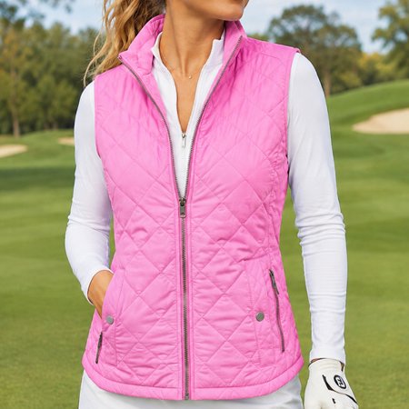 Save $50 - Ultra-Light Pink Quilted Zip Vest with Pockets: sm, md, lrg - $75.99