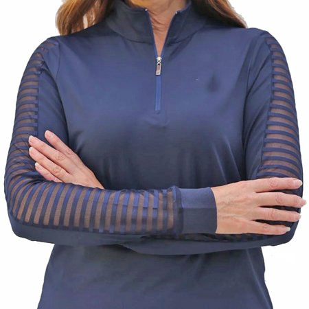 Famara Navy Raglan Ladder Mesh Stripe Long Sleeve Skater Dress $160
