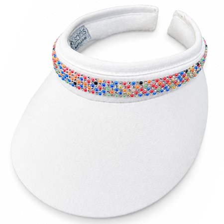 SEED BEAD Pastel Mesh & Crystals 4" Inch Clip-On Visor - 4 Colors $37.99