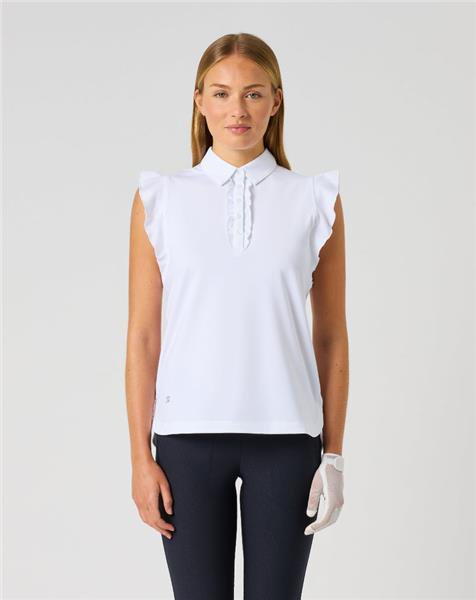 Daily Sports Frill White Sleeveless Polo Shirt